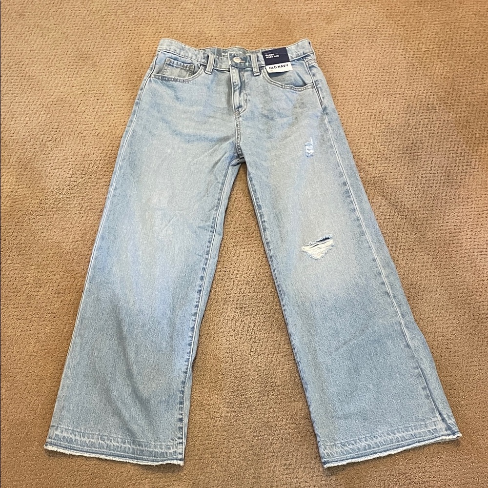 Old Navy Girls Light Blue Wide Leg Jeans - Picture 2 of 3